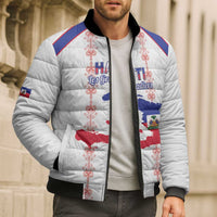Custom Haiti Football Bomber Puffer Jacket Les Grenadiers Veve Vodou White - Wonder Print Shop