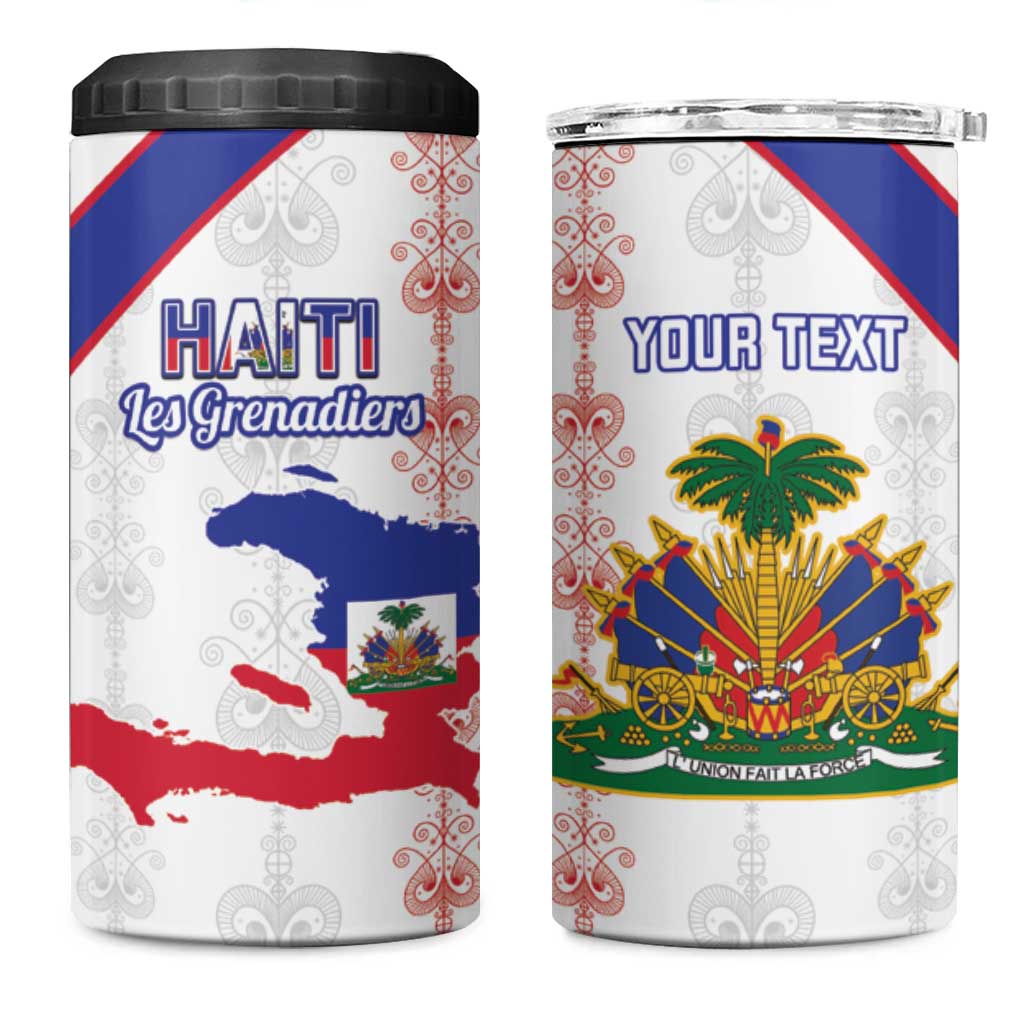 Custom Haiti Football 4 in 1 Can Cooler Tumbler Les Grenadiers Veve Vodou White - Wonder Print Shop