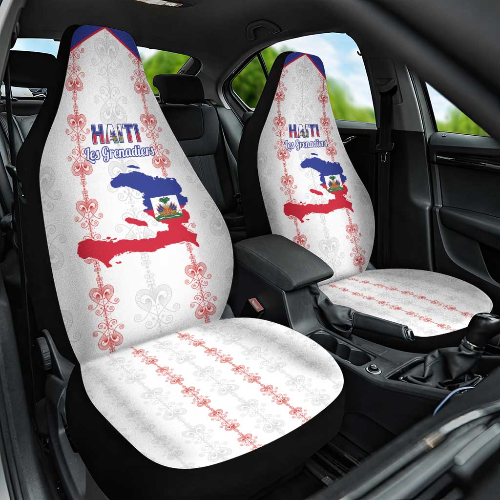 Haiti Football Car Seat Cover Les Grenadiers Veve Vodou White - Wonder Print Shop