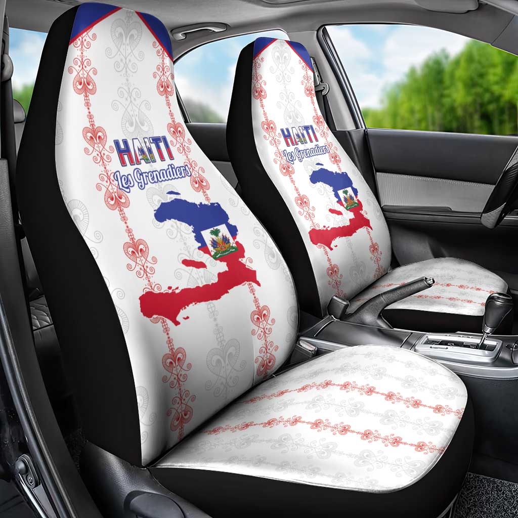 Haiti Football Car Seat Cover Les Grenadiers Veve Vodou White - Wonder Print Shop