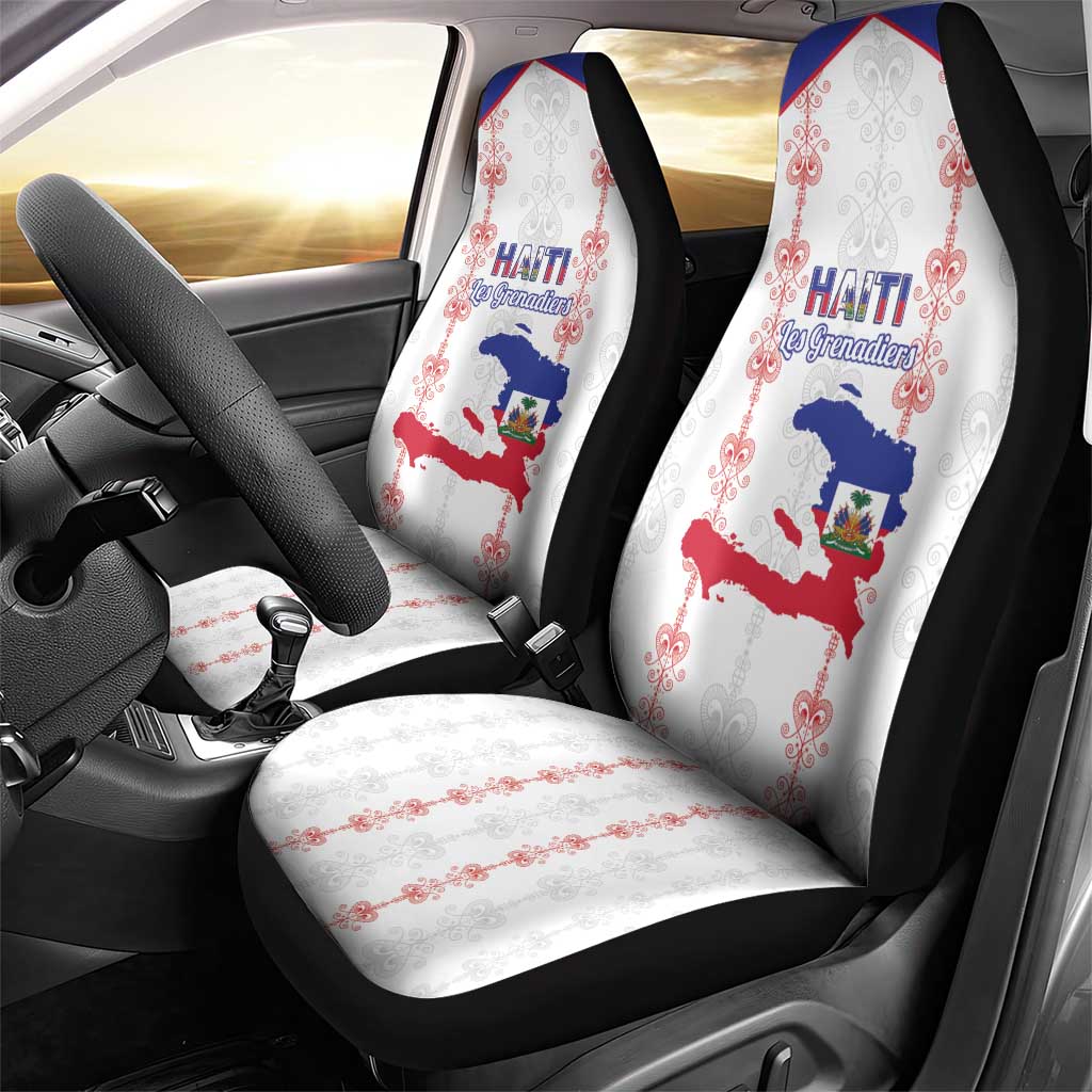 Haiti Football Car Seat Cover Les Grenadiers Veve Vodou White - Wonder Print Shop