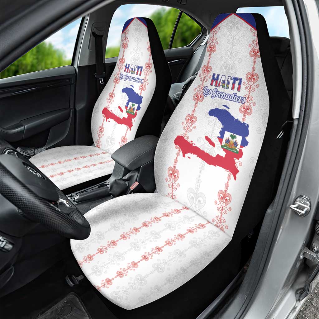Haiti Football Car Seat Cover Les Grenadiers Veve Vodou White - Wonder Print Shop