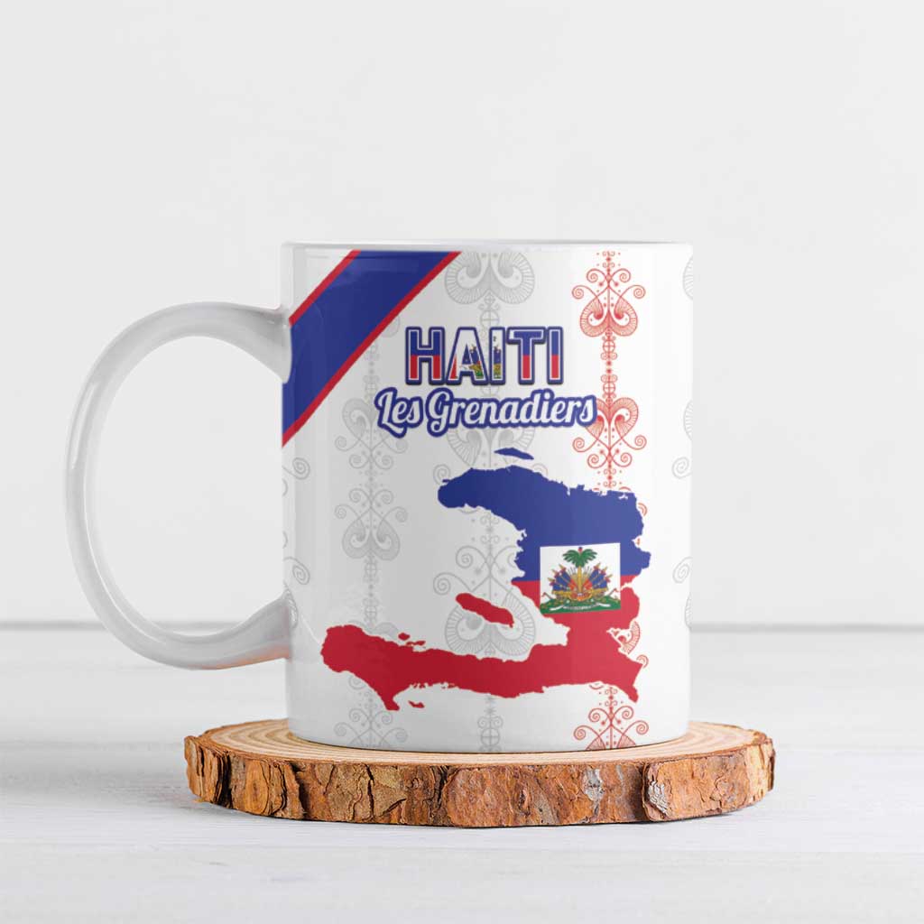 Custom Haiti Football Ceramic Mug Les Grenadiers Veve Vodou White - Wonder Print Shop