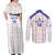 Custom Haiti Football Couples Matching Off Shoulder Maxi Dress and Long Sleeve Button Shirt Les Grenadiers Veve Vodou White - Wonder Print Shop