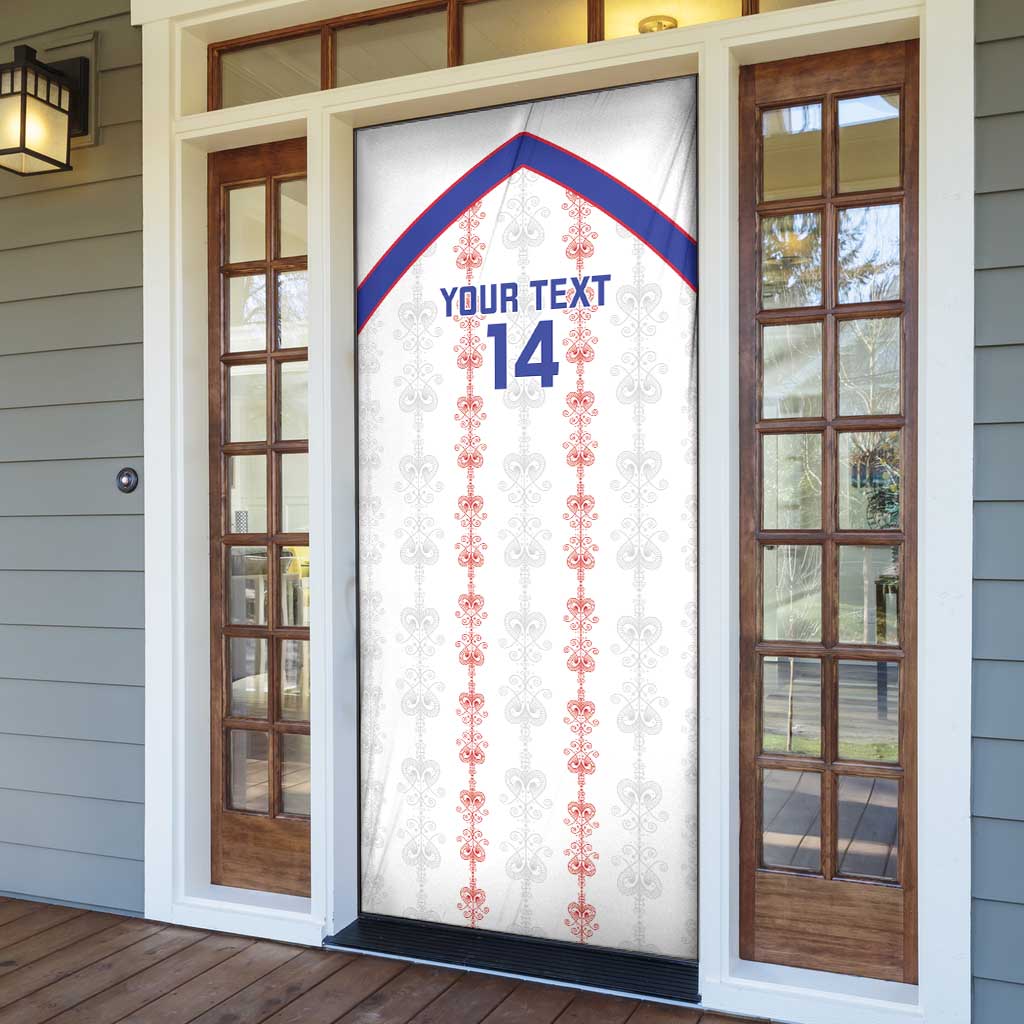 Custom Haiti Football Door Cover Les Grenadiers Veve Vodou White - Wonder Print Shop