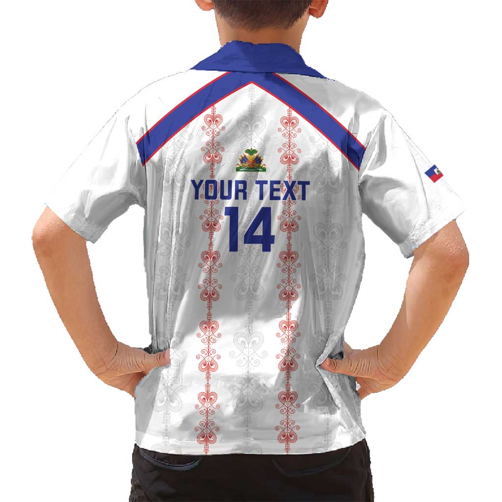 Custom Haiti Football Family Matching Long Sleeve Bodycon Dress and Hawaiian Shirt Les Grenadiers Veve Vodou White - Wonder Print Shop