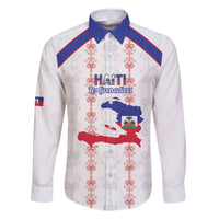 Custom Haiti Football Family Matching Long Sleeve Bodycon Dress and Hawaiian Shirt Les Grenadiers Veve Vodou White - Wonder Print Shop