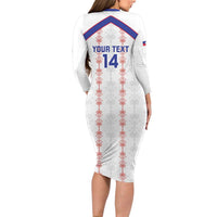 Custom Haiti Football Family Matching Long Sleeve Bodycon Dress and Hawaiian Shirt Les Grenadiers Veve Vodou White - Wonder Print Shop