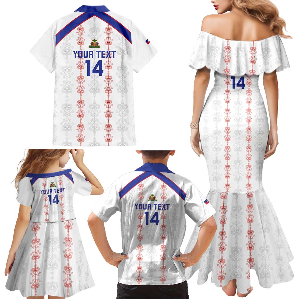 Custom Haiti Football Family Matching Mermaid Dress and Hawaiian Shirt Les Grenadiers Veve Vodou White - Wonder Print Shop