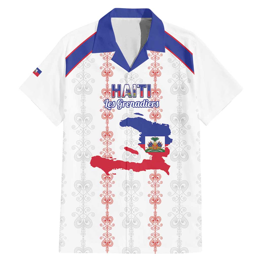 Custom Haiti Football Family Matching Mermaid Dress and Hawaiian Shirt Les Grenadiers Veve Vodou White - Wonder Print Shop