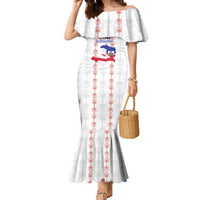 Custom Haiti Football Family Matching Mermaid Dress and Hawaiian Shirt Les Grenadiers Veve Vodou White - Wonder Print Shop