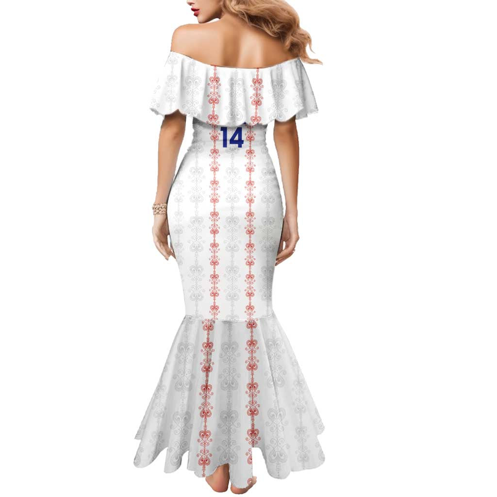 Custom Haiti Football Family Matching Mermaid Dress and Hawaiian Shirt Les Grenadiers Veve Vodou White - Wonder Print Shop