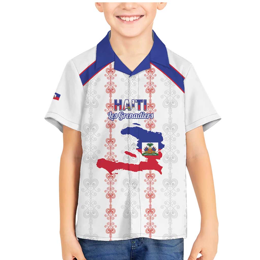 Custom Haiti Football Family Matching Mermaid Dress and Hawaiian Shirt Les Grenadiers Veve Vodou White - Wonder Print Shop