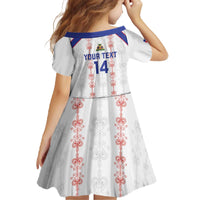 Custom Haiti Football Family Matching Off The Shoulder Long Sleeve Dress and Hawaiian Shirt Les Grenadiers Veve Vodou White - Wonder Print Shop