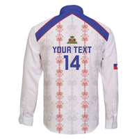 Custom Haiti Football Family Matching Off The Shoulder Long Sleeve Dress and Hawaiian Shirt Les Grenadiers Veve Vodou White - Wonder Print Shop