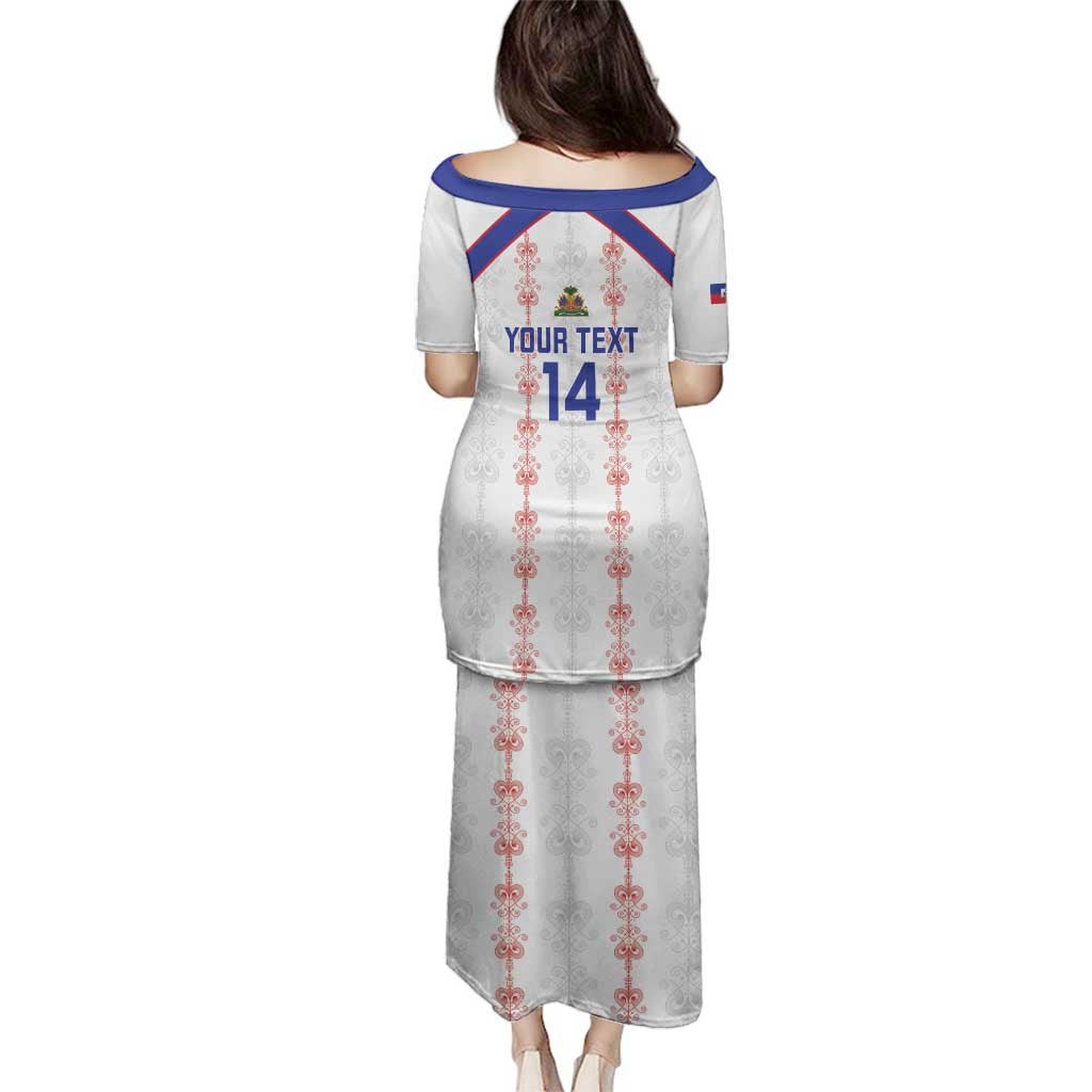 Custom Haiti Football Family Matching Puletasi and Hawaiian Shirt Les Grenadiers Veve Vodou White - Wonder Print Shop