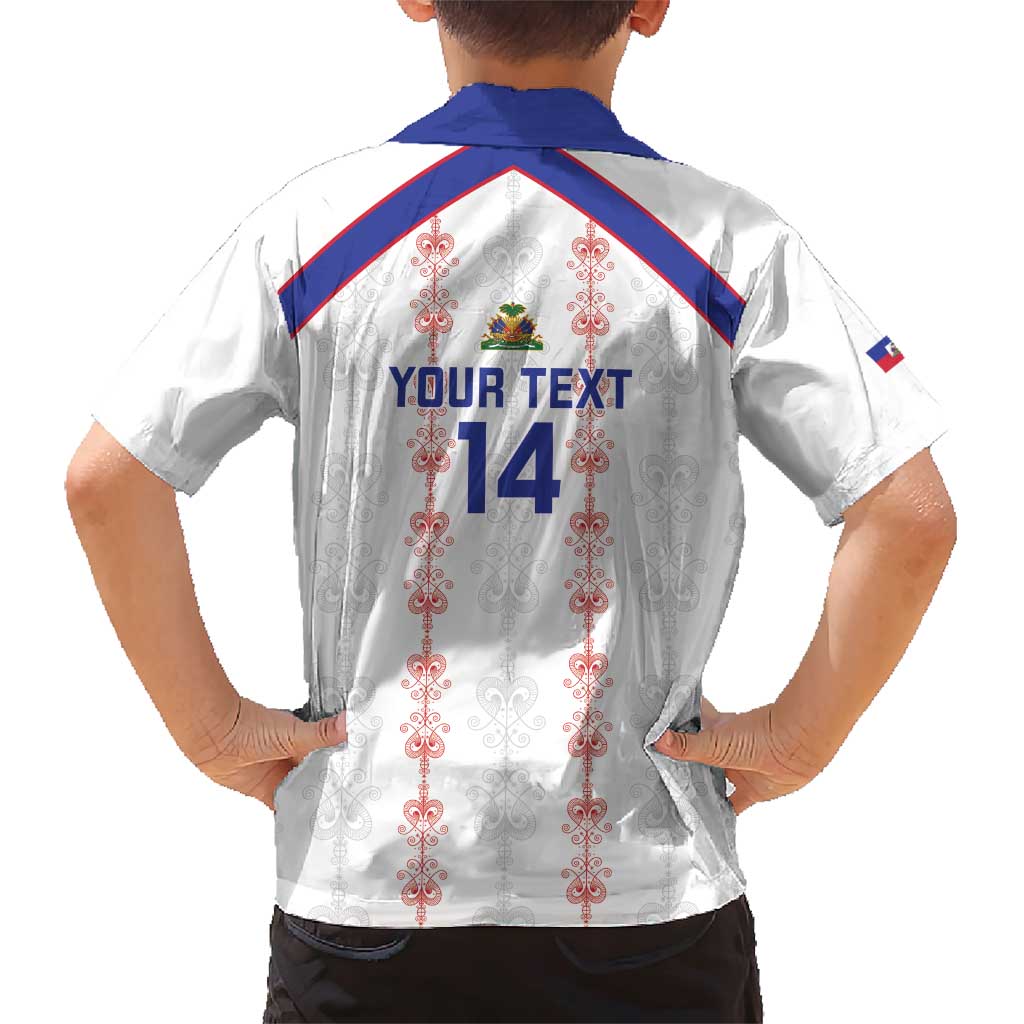 Custom Haiti Football Family Matching Short Sleeve Bodycon Dress and Hawaiian Shirt Les Grenadiers Veve Vodou White - Wonder Print Shop