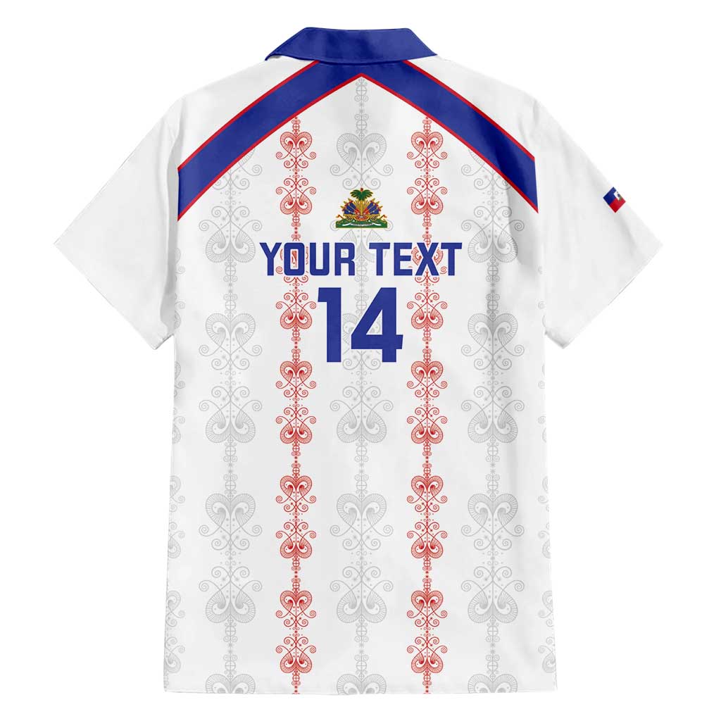 Custom Haiti Football Family Matching Short Sleeve Bodycon Dress and Hawaiian Shirt Les Grenadiers Veve Vodou White - Wonder Print Shop
