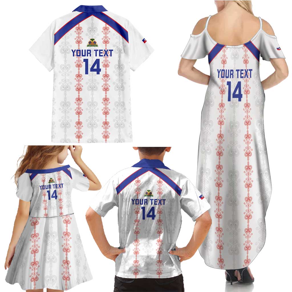 Custom Haiti Football Family Matching Summer Maxi Dress and Hawaiian Shirt Les Grenadiers Veve Vodou White - Wonder Print Shop