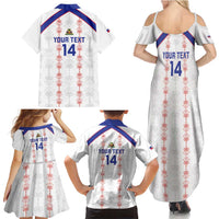 Custom Haiti Football Family Matching Summer Maxi Dress and Hawaiian Shirt Les Grenadiers Veve Vodou White - Wonder Print Shop