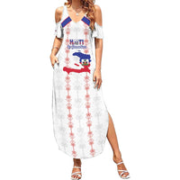 Custom Haiti Football Family Matching Summer Maxi Dress and Hawaiian Shirt Les Grenadiers Veve Vodou White - Wonder Print Shop