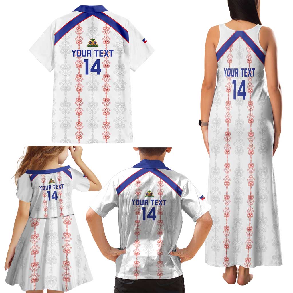 Custom Haiti Football Family Matching Tank Maxi Dress and Hawaiian Shirt Les Grenadiers Veve Vodou White - Wonder Print Shop