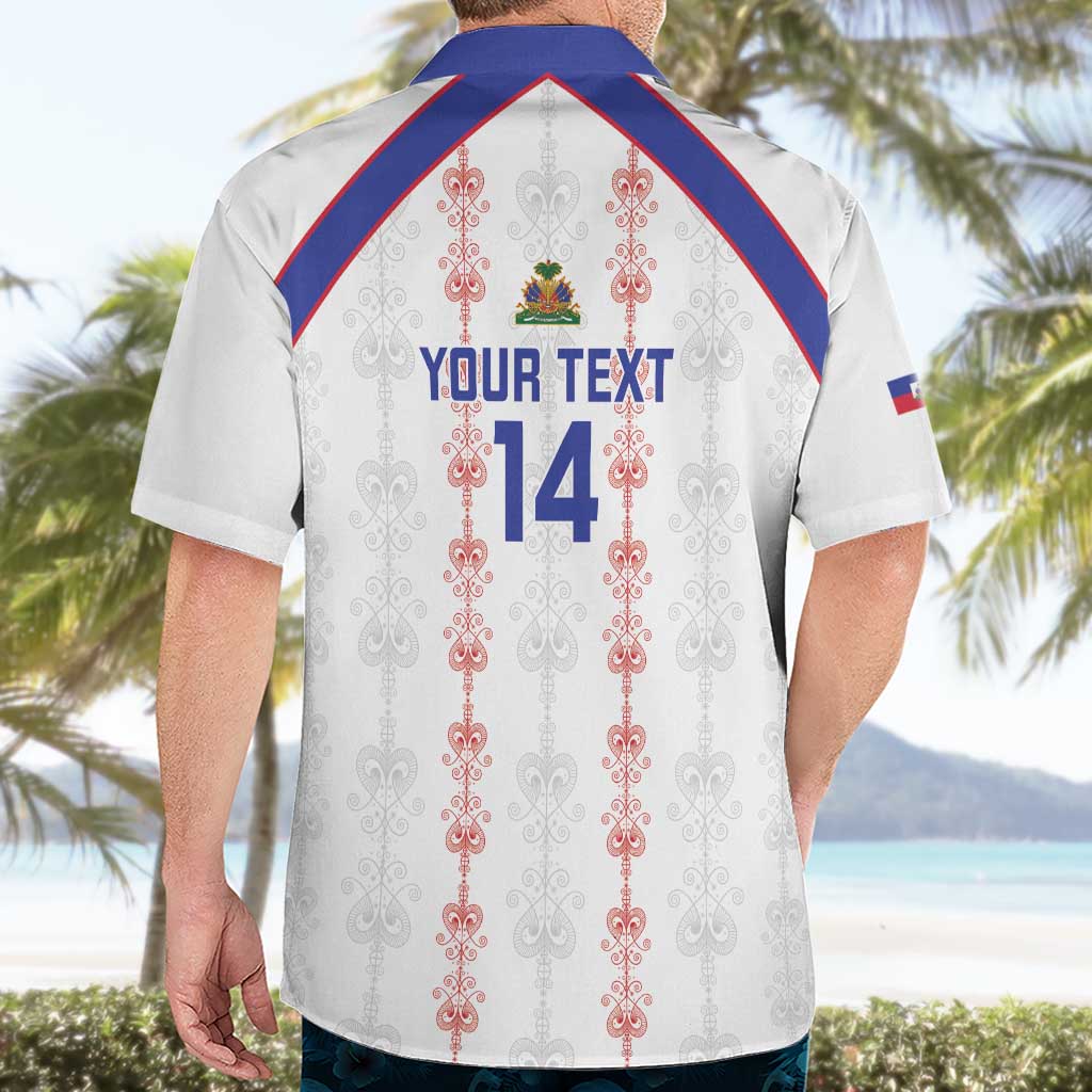 Custom Haiti Football Hawaiian Shirt Les Grenadiers Veve Vodou White - Wonder Print Shop