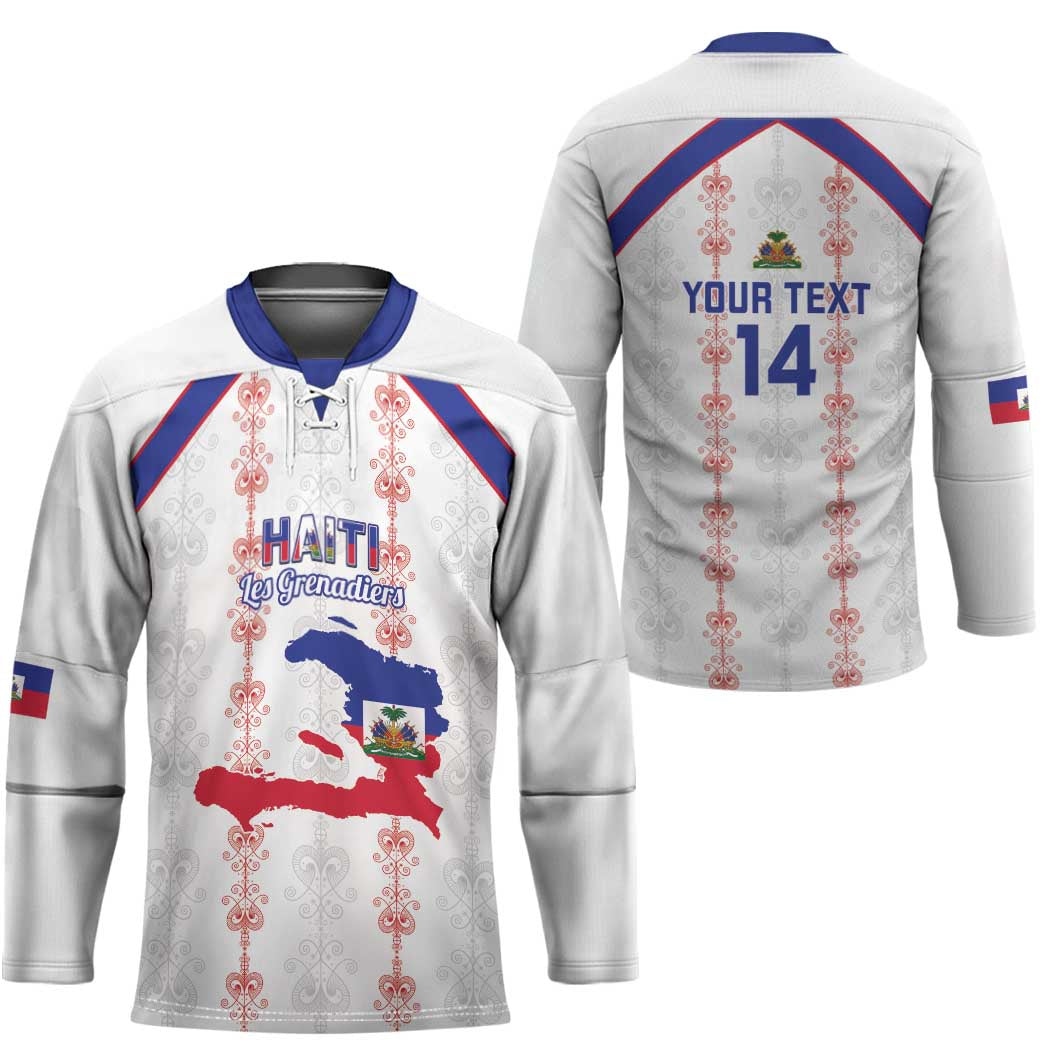 Custom Haiti Football Hockey Jersey Les Grenadiers Veve Vodou White - Wonder Print Shop