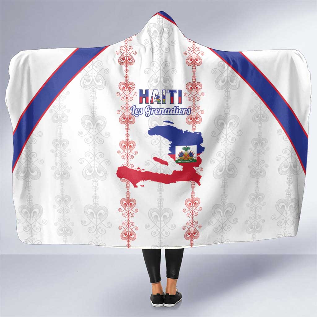Haiti Football Hooded Blanket Les Grenadiers Veve Vodou White - Wonder Print Shop