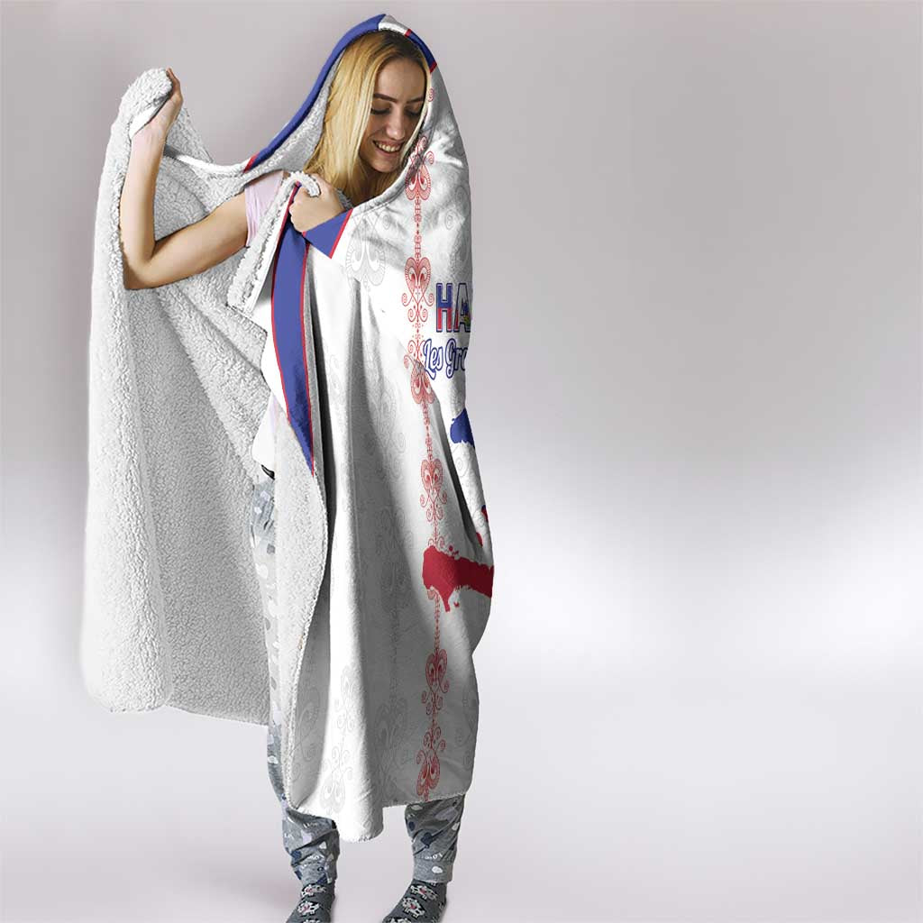 Haiti Football Hooded Blanket Les Grenadiers Veve Vodou White - Wonder Print Shop