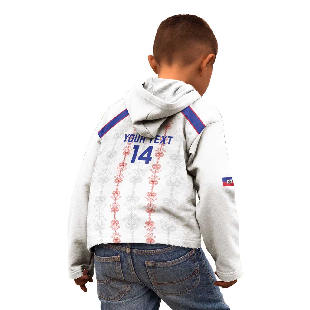 Custom Haiti Football Kid Hoodie Les Grenadiers Veve Vodou White - Wonder Print Shop