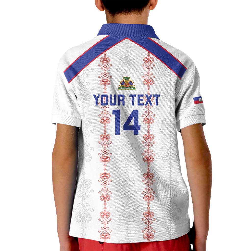 Custom Haiti Football Kid Polo Shirt Les Grenadiers Veve Vodou White - Wonder Print Shop