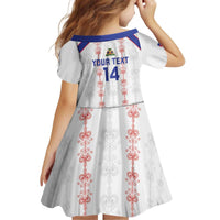Custom Haiti Football Kid Short Sleeve Dress Les Grenadiers Veve Vodou White - Wonder Print Shop
