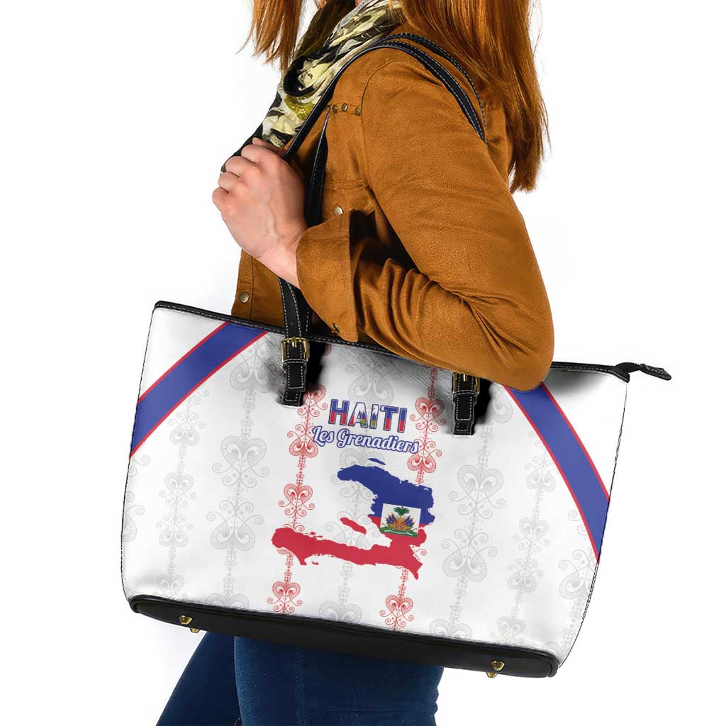 Haiti Football Leather Tote Bag Les Grenadiers Veve Vodou White - Wonder Print Shop