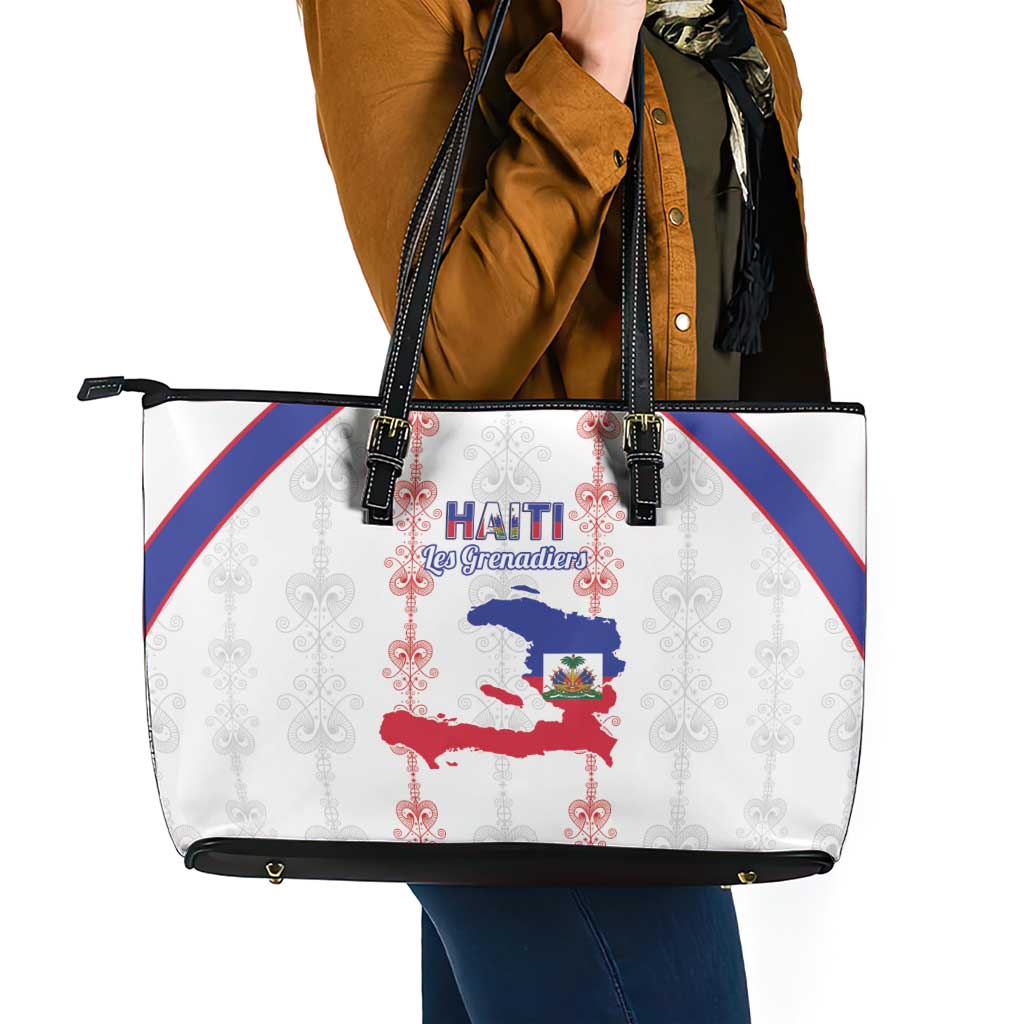Haiti Football Leather Tote Bag Les Grenadiers Veve Vodou White - Wonder Print Shop