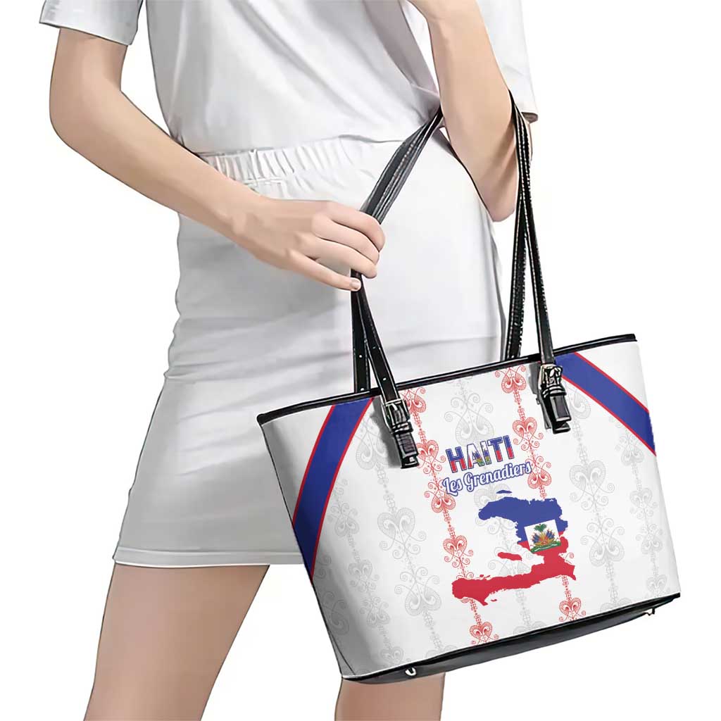 Haiti Football Leather Tote Bag Les Grenadiers Veve Vodou White - Wonder Print Shop