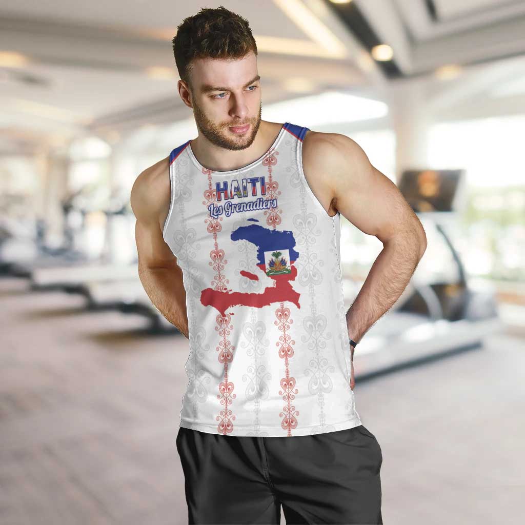 Custom Haiti Football Men Tank Top Les Grenadiers Veve Vodou White - Wonder Print Shop
