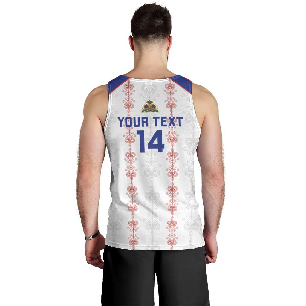Custom Haiti Football Men Tank Top Les Grenadiers Veve Vodou White - Wonder Print Shop
