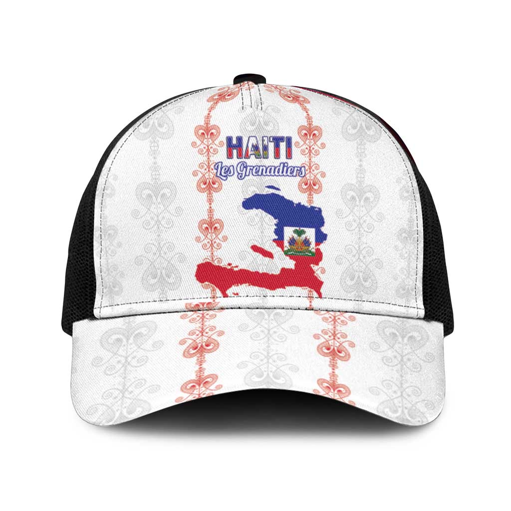 Haiti Football Mesh Trucker Cap Les Grenadiers Veve Vodou White - Wonder Print Shop