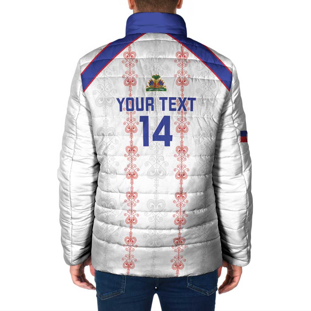 Custom Haiti Football Padded Jacket Les Grenadiers Veve Vodou White - Wonder Print Shop