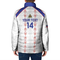 Custom Haiti Football Padded Jacket Les Grenadiers Veve Vodou White - Wonder Print Shop