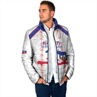 Custom Haiti Football Padded Jacket Les Grenadiers Veve Vodou White - Wonder Print Shop