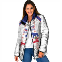 Custom Haiti Football Padded Jacket Les Grenadiers Veve Vodou White - Wonder Print Shop