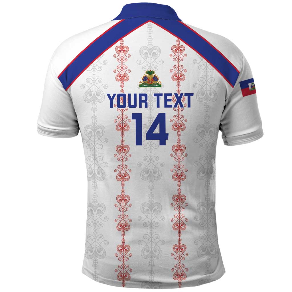 Custom Haiti Football Polo Shirt Les Grenadiers Veve Vodou White - Wonder Print Shop