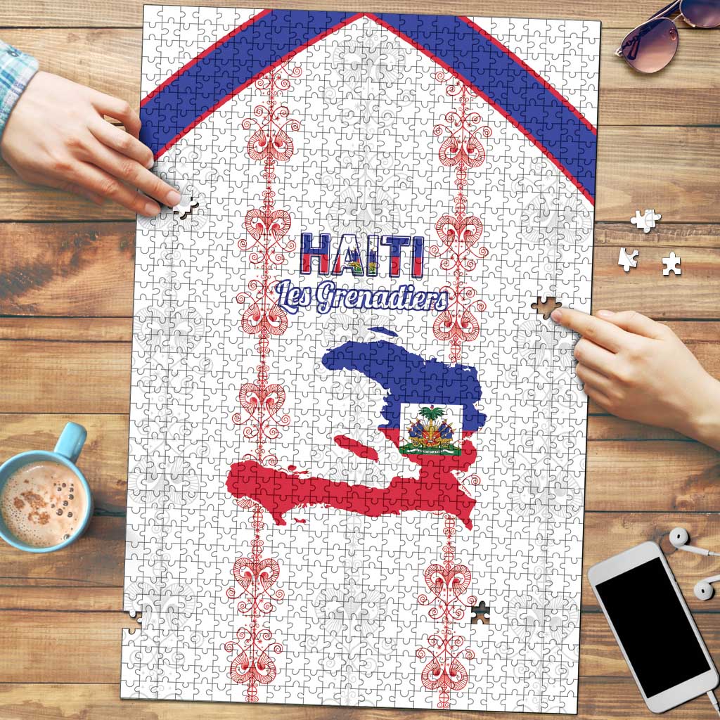Haiti Football Puzzle Les Grenadiers Veve Vodou White - Wonder Print Shop