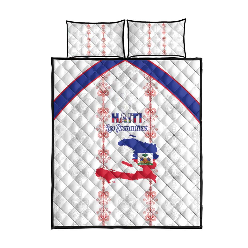 Haiti Football Quilt Bed Set Les Grenadiers Veve Vodou White - Wonder Print Shop