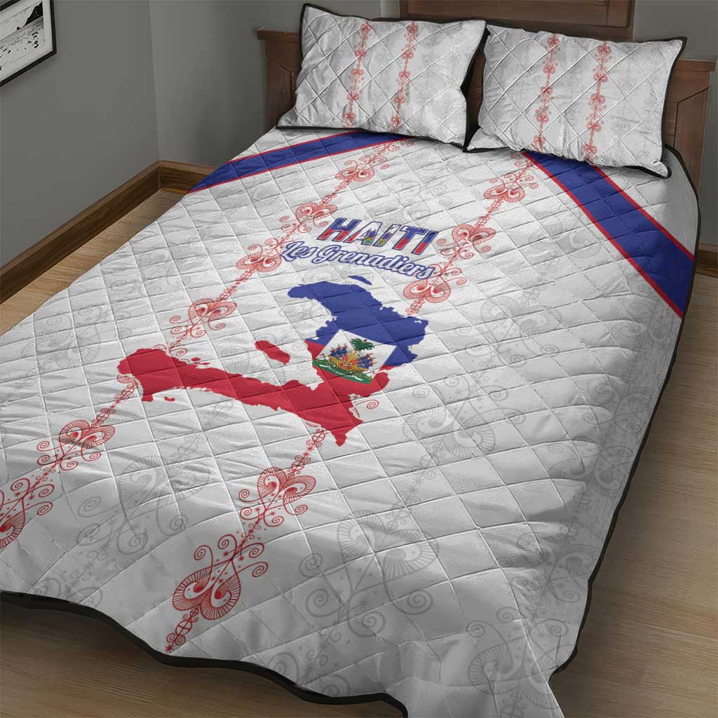 Haiti Football Quilt Bed Set Les Grenadiers Veve Vodou White - Wonder Print Shop