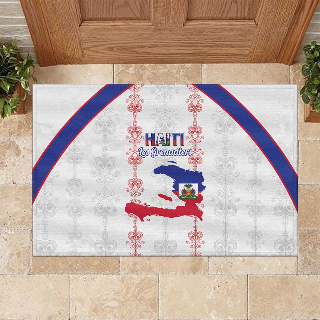 Haiti Football Rubber Doormat Les Grenadiers Veve Vodou White - Wonder Print Shop