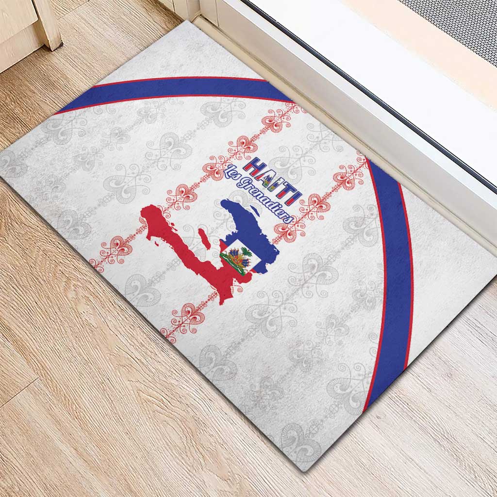 Haiti Football Rubber Doormat Les Grenadiers Veve Vodou White - Wonder Print Shop
