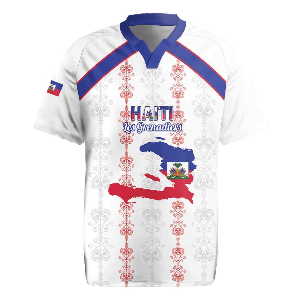 Custom Haiti Football Rugby Jersey Les Grenadiers Veve Vodou White - Wonder Print Shop